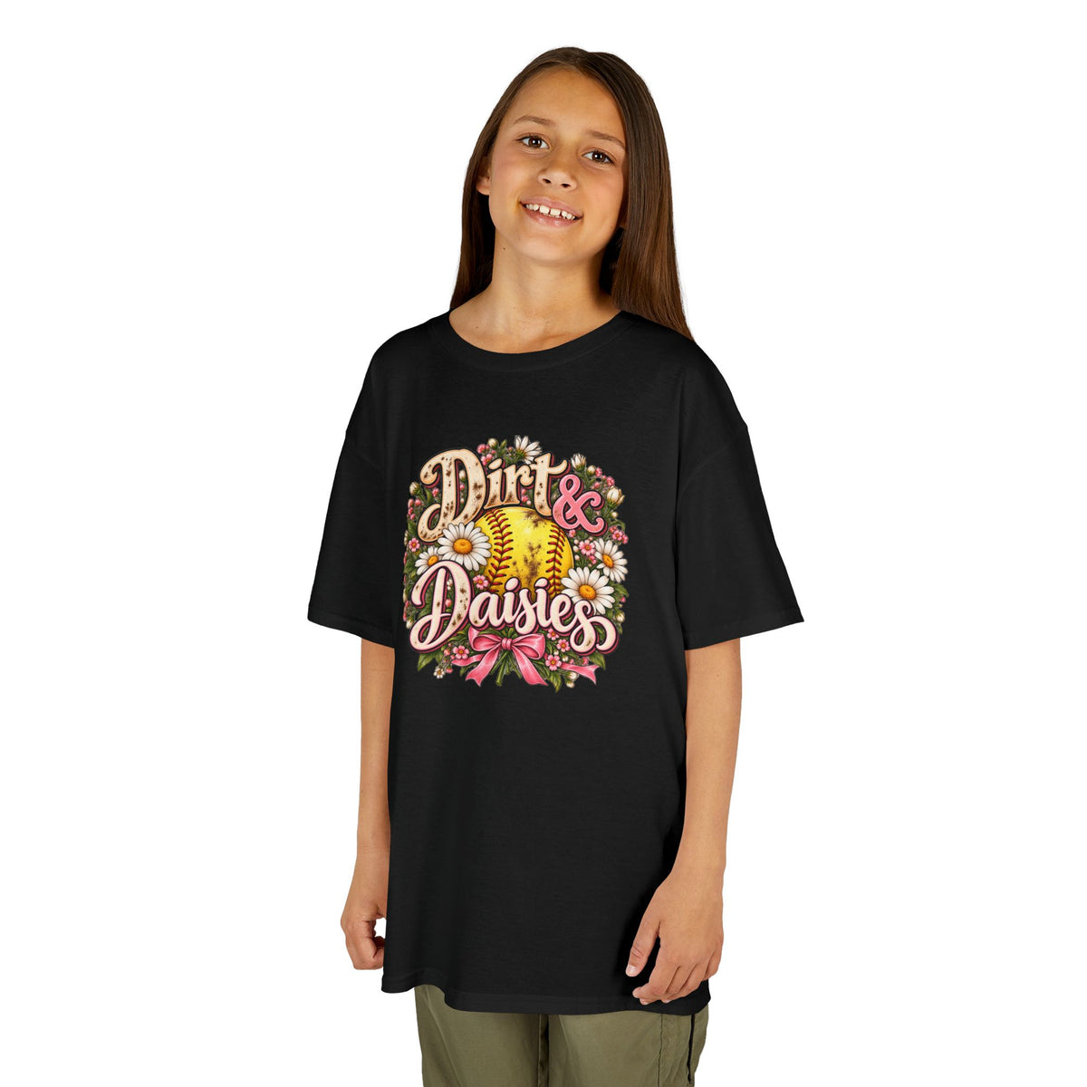 Kids 'Dirt & Daisies' Softball Floral Tee