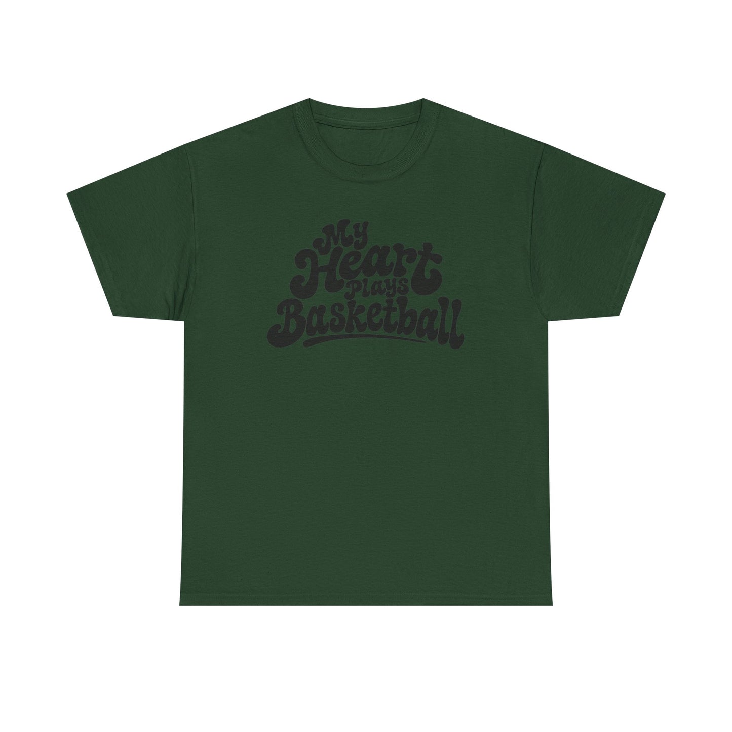 Basketball T-Shirt — "My Heart Beats Basketball" Retro Script