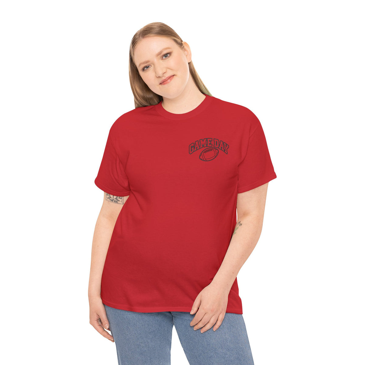 Game Day Football Tee — Minimal Chest Logo White T-Shirt