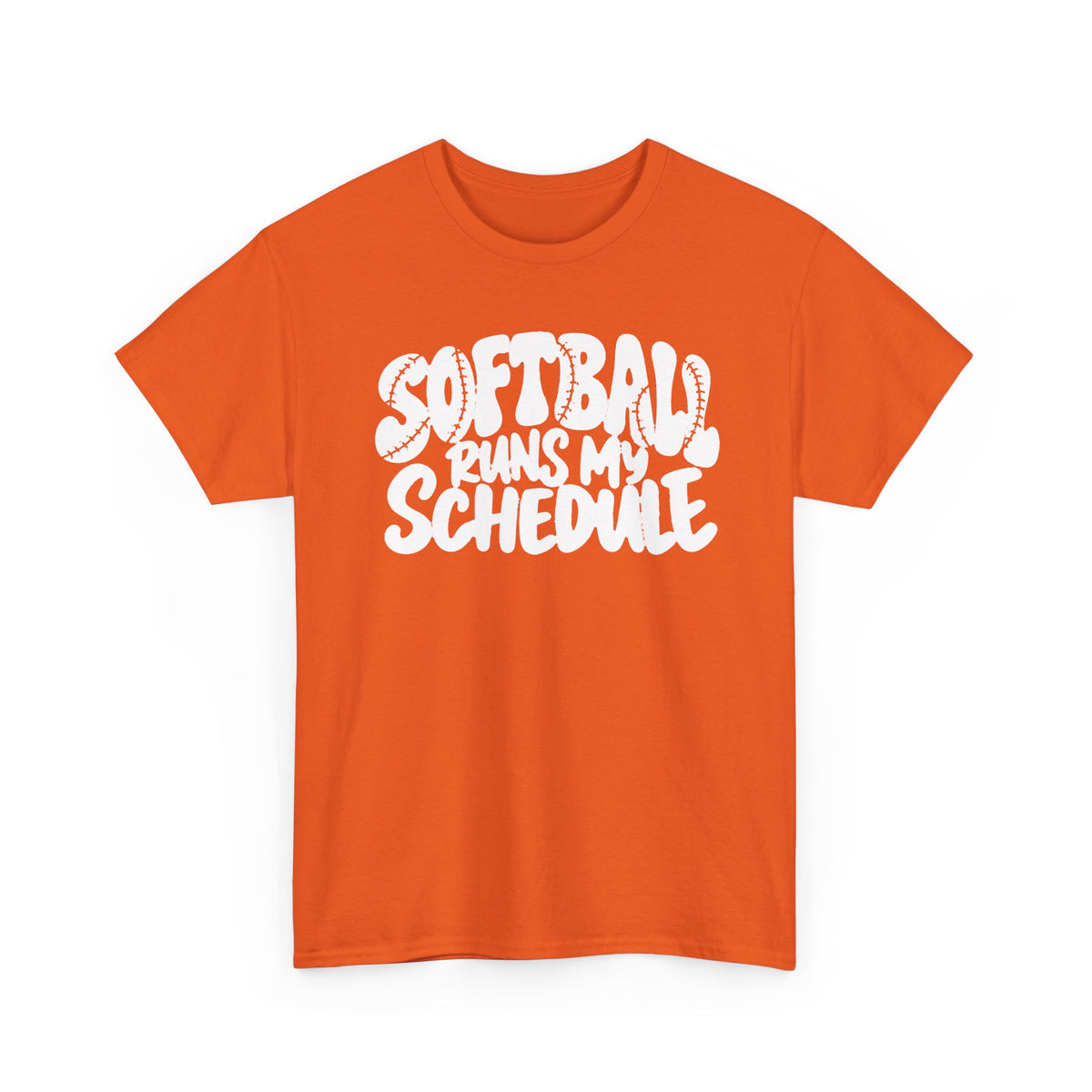 Softball Runs My Schedule T-Shirt — Women's & Girls Softball Mom/Dad Tee