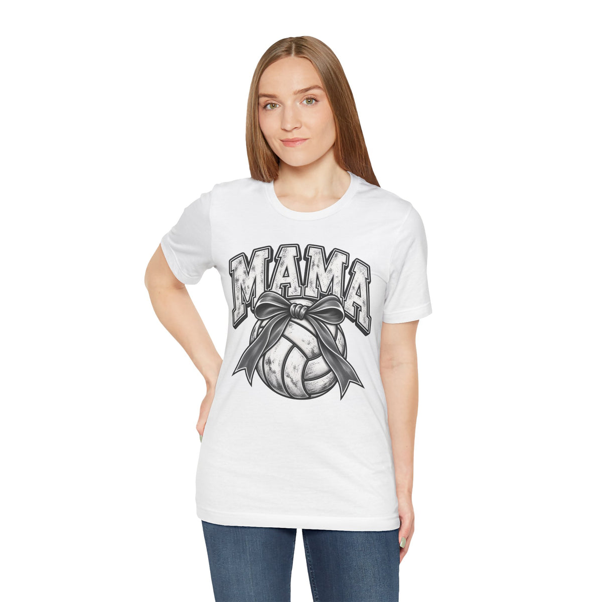 Volleyball Mama Tee — Mom Volleyball Shirt with Ribboned Ball Graphic