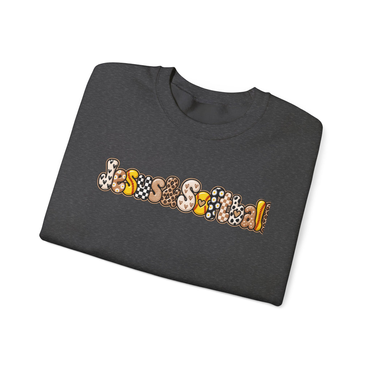 Jesus and Softball Cutsey Design Crewneck Sweatshirt