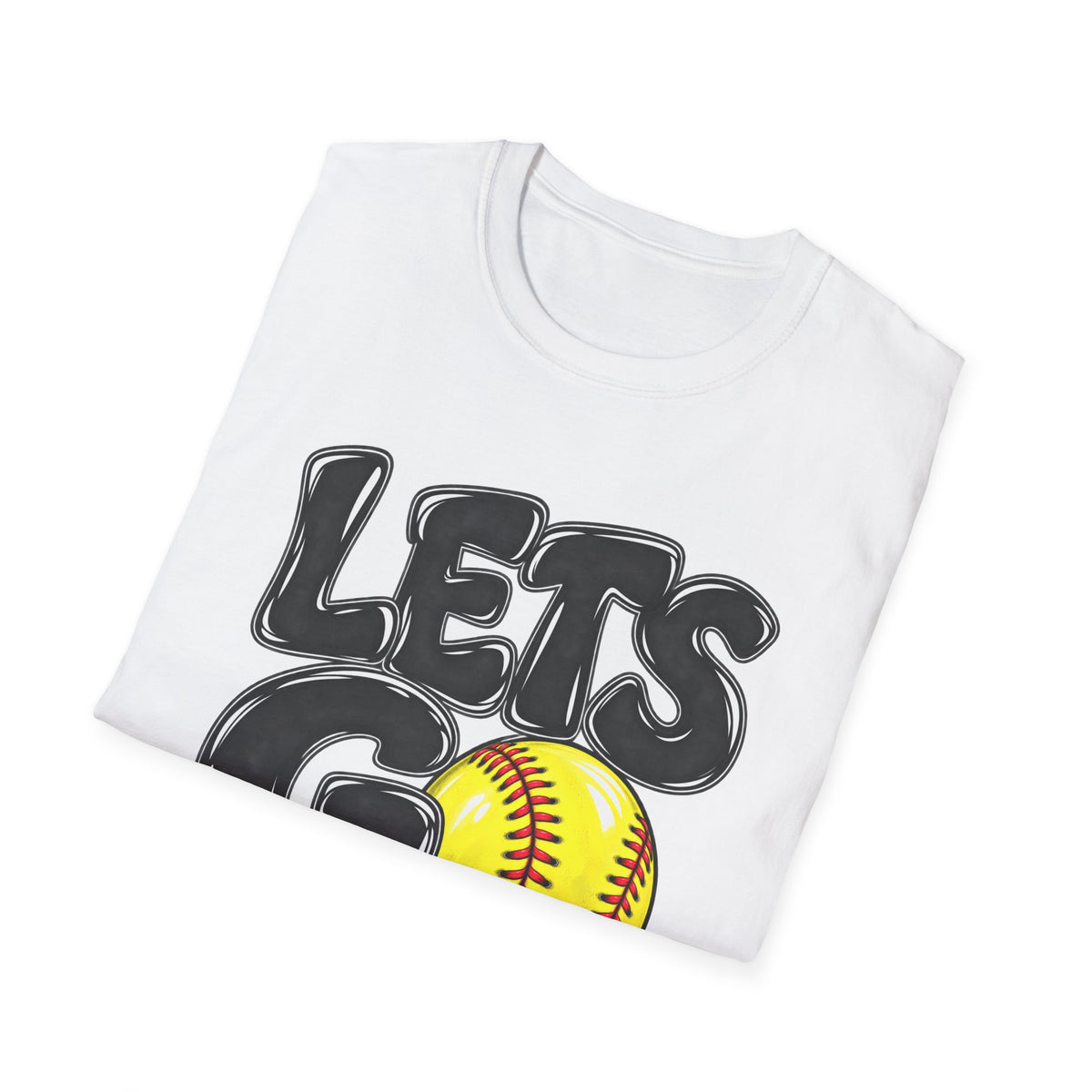 Lets Go Softball T-Shirt — "LETS GO" Graphic with Softball