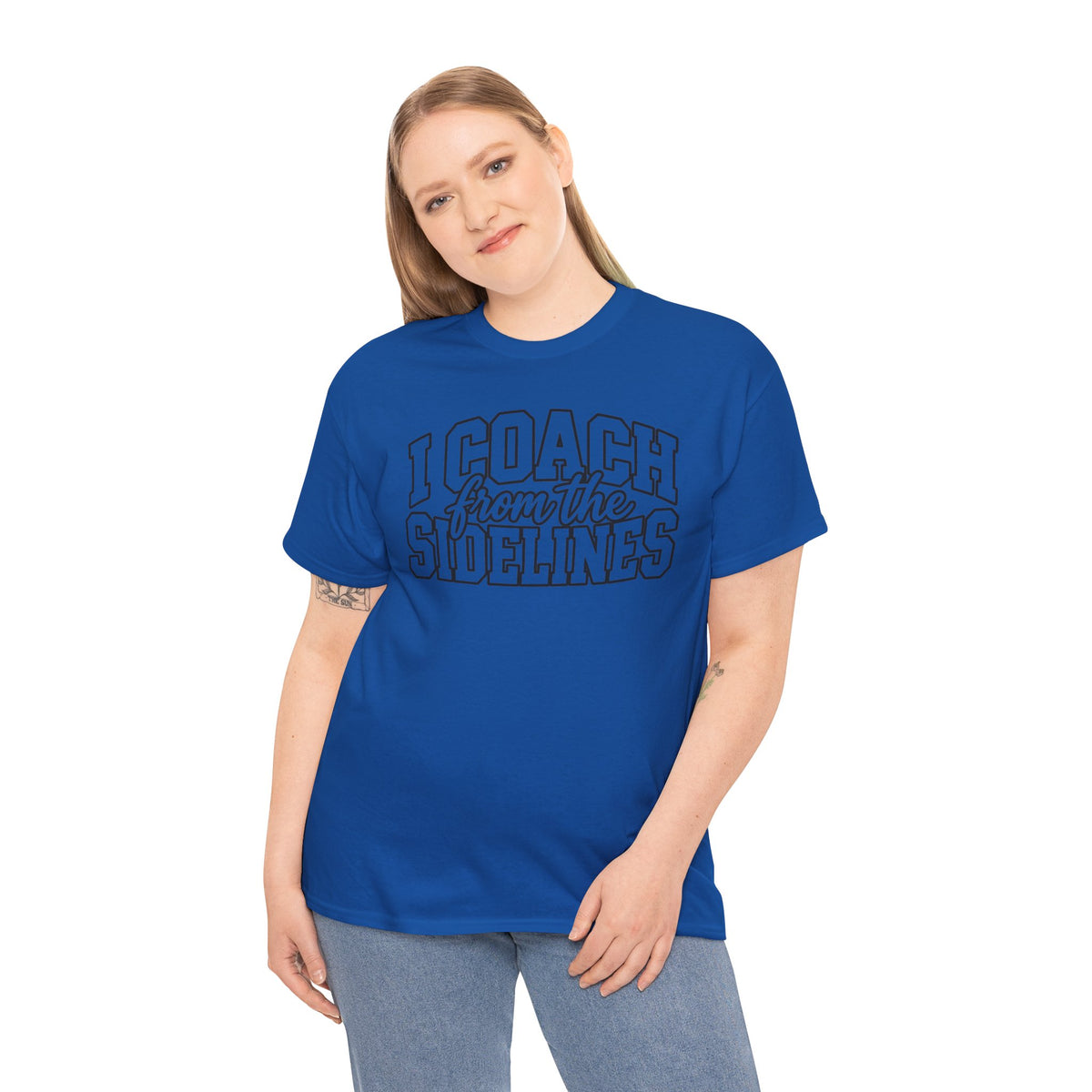 I Coach from the Sidelines T-Shirt — Cheerleader/Supporter Sideline Coach Tee