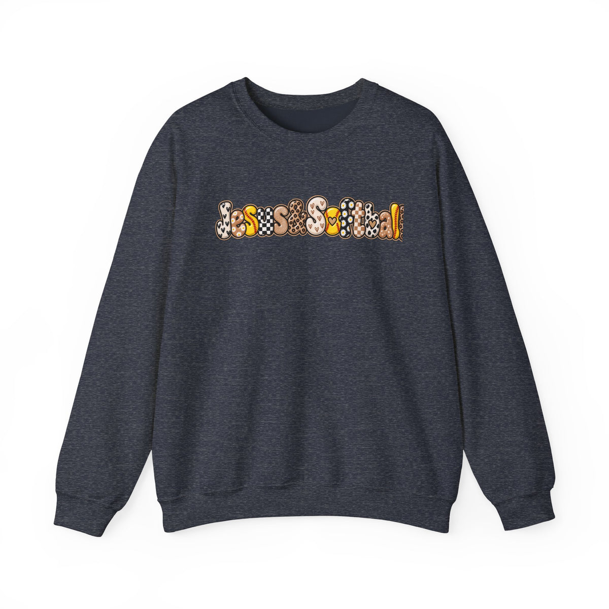 Jesus and Softball Cutsey Design Crewneck Sweatshirt