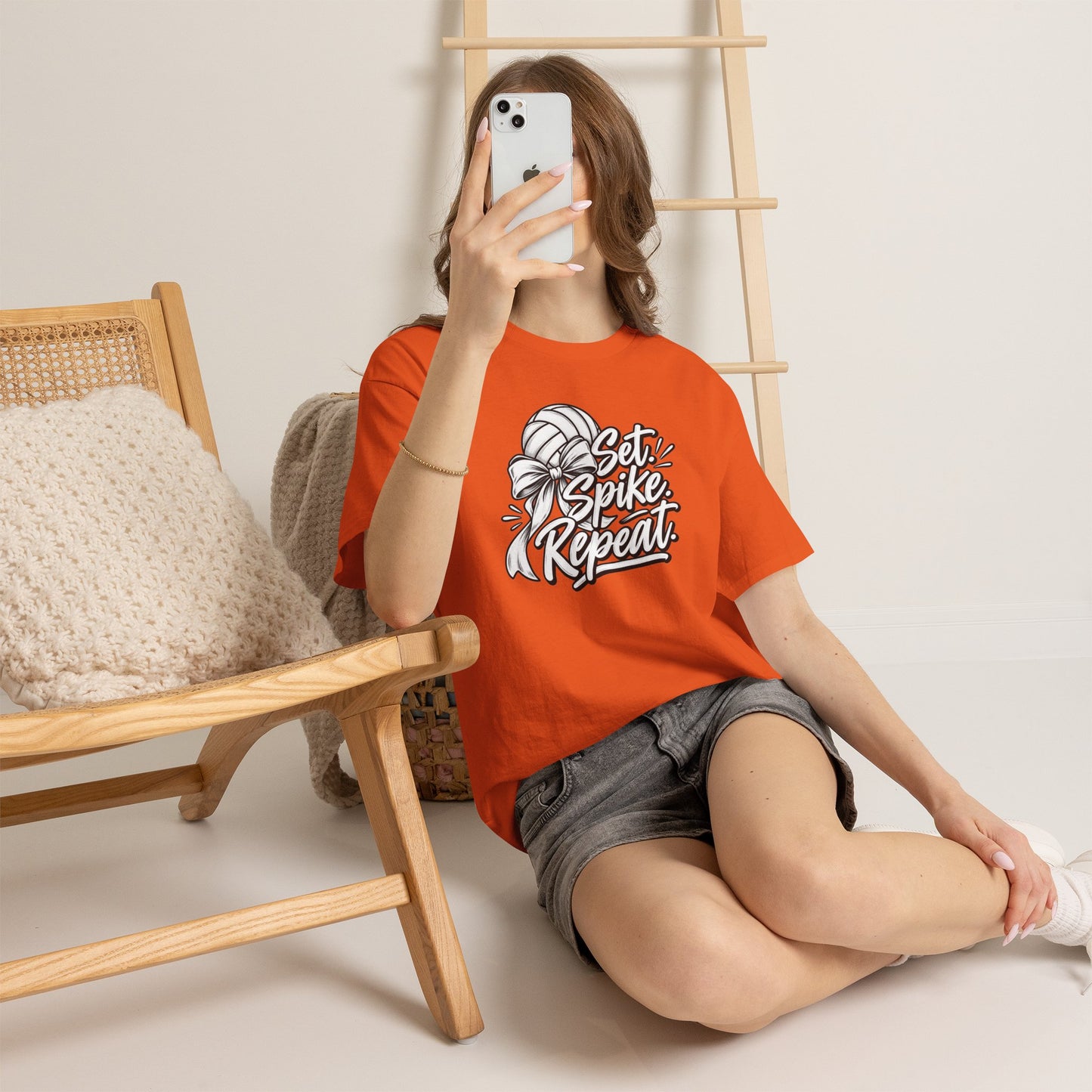 Volleyball Tee – “Set, Spike, Repeat” Graphic T-Shirt