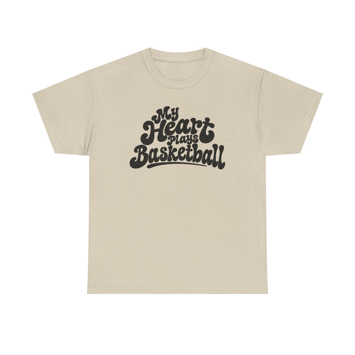 Basketball T-Shirt — "My Heart Beats Basketball" Retro Script
