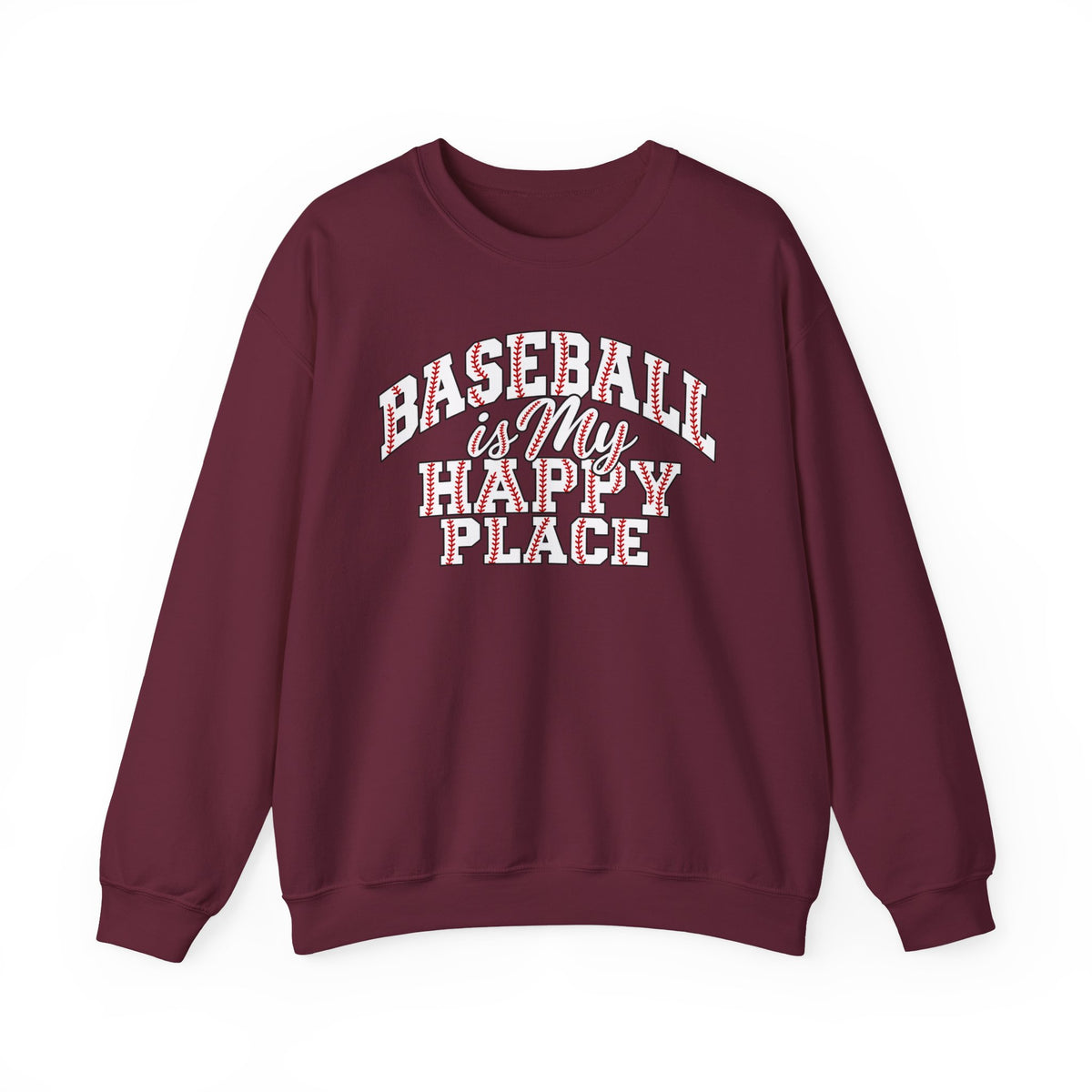 Baseball Is My Happy Place Crewneck Sweatshirt