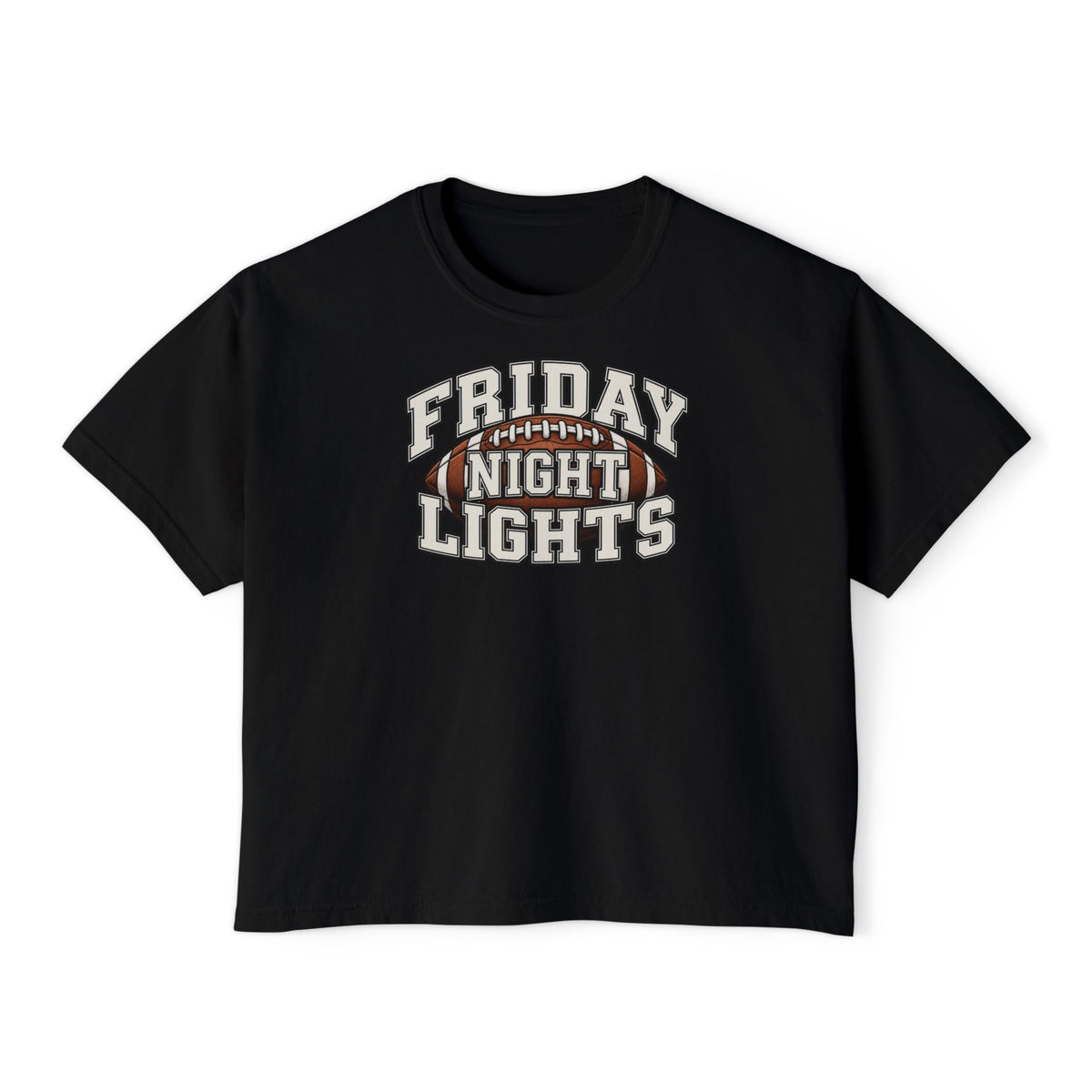 Friday Night Lights Boxy Tee — Women's Football Graphic T-Shirt