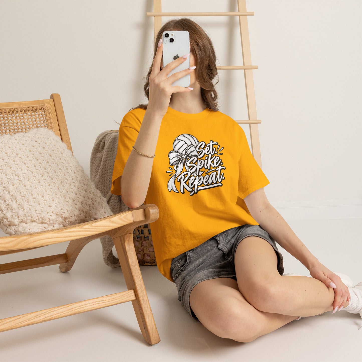 Volleyball Tee – “Set, Spike, Repeat” Graphic T-Shirt