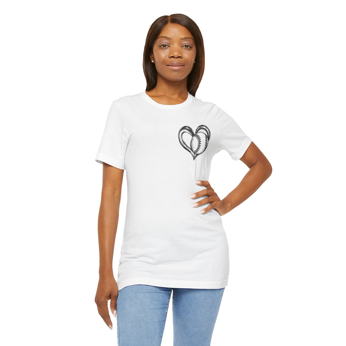 I Love Me Some Baseball T‑Shirt — Heart Baseball Graphic Tee