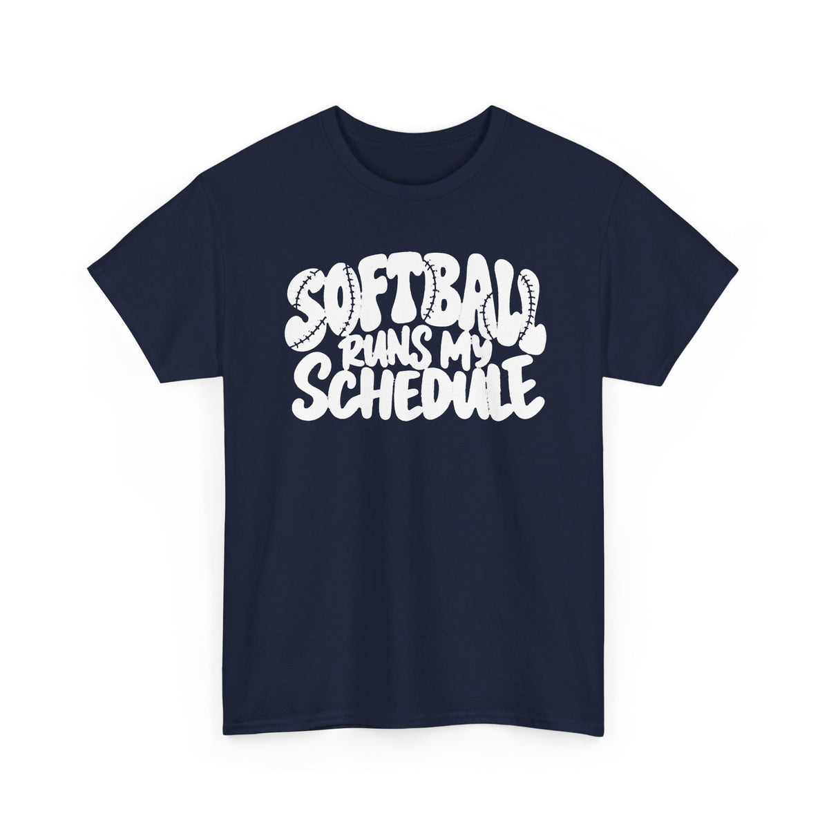 Softball Runs My Schedule T-Shirt — Women's & Girls Softball Mom/Dad Tee