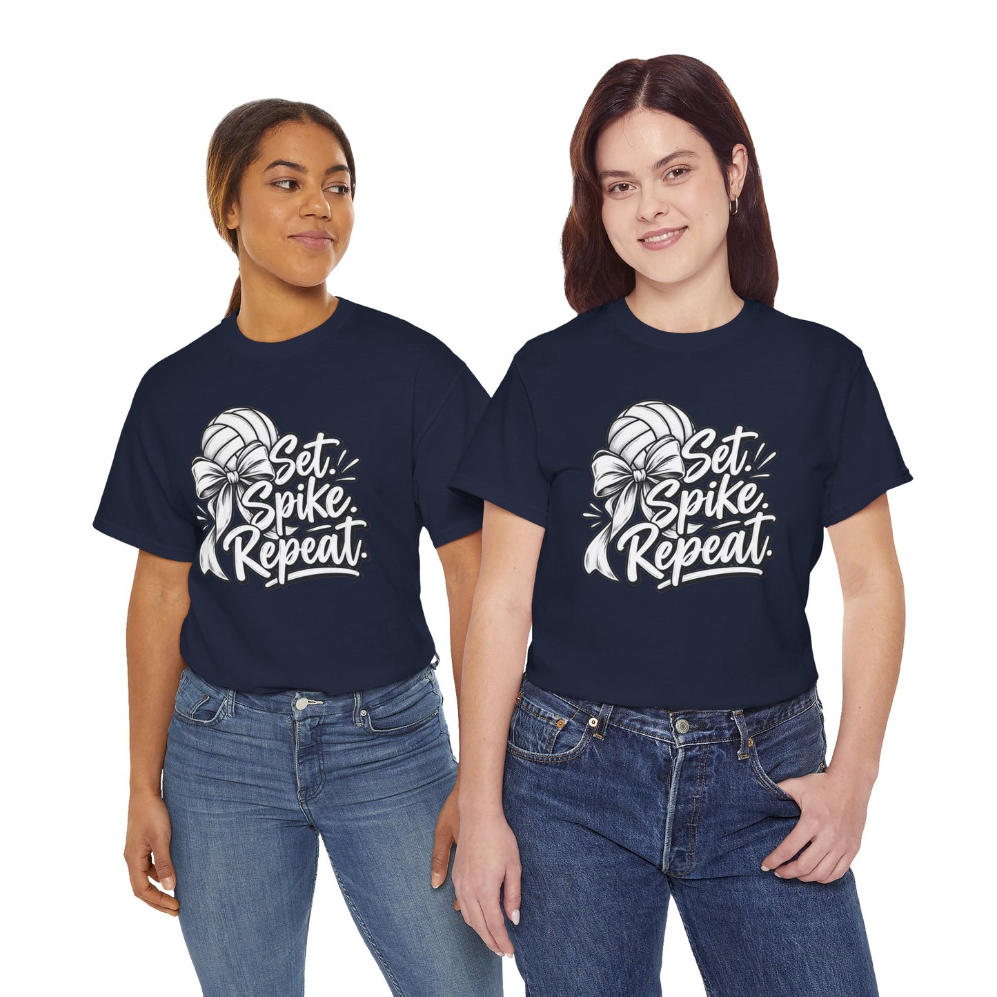 Volleyball Tee – “Set, Spike, Repeat” Graphic T-Shirt