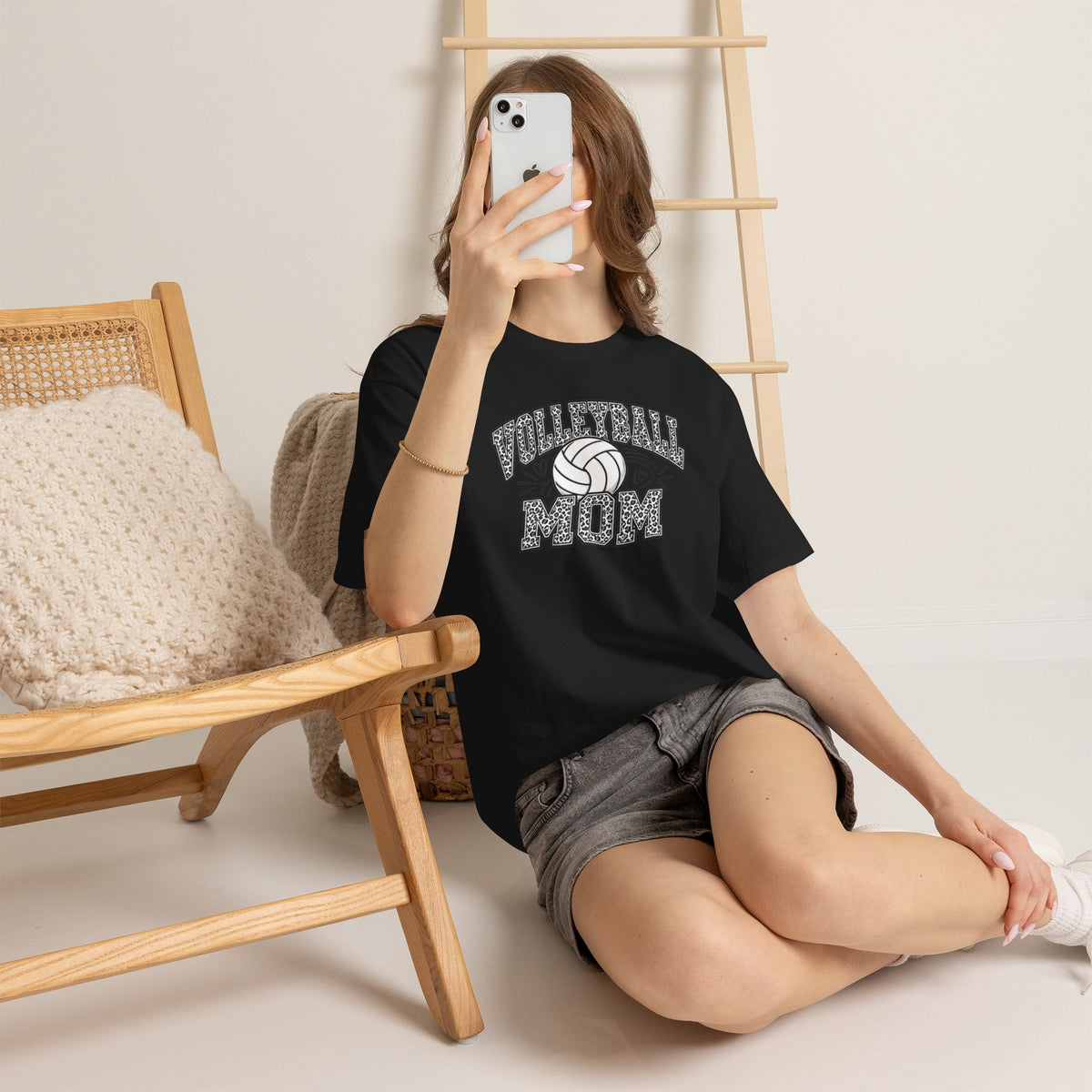 Volleyball Mom Cheetah Print T-Shirt