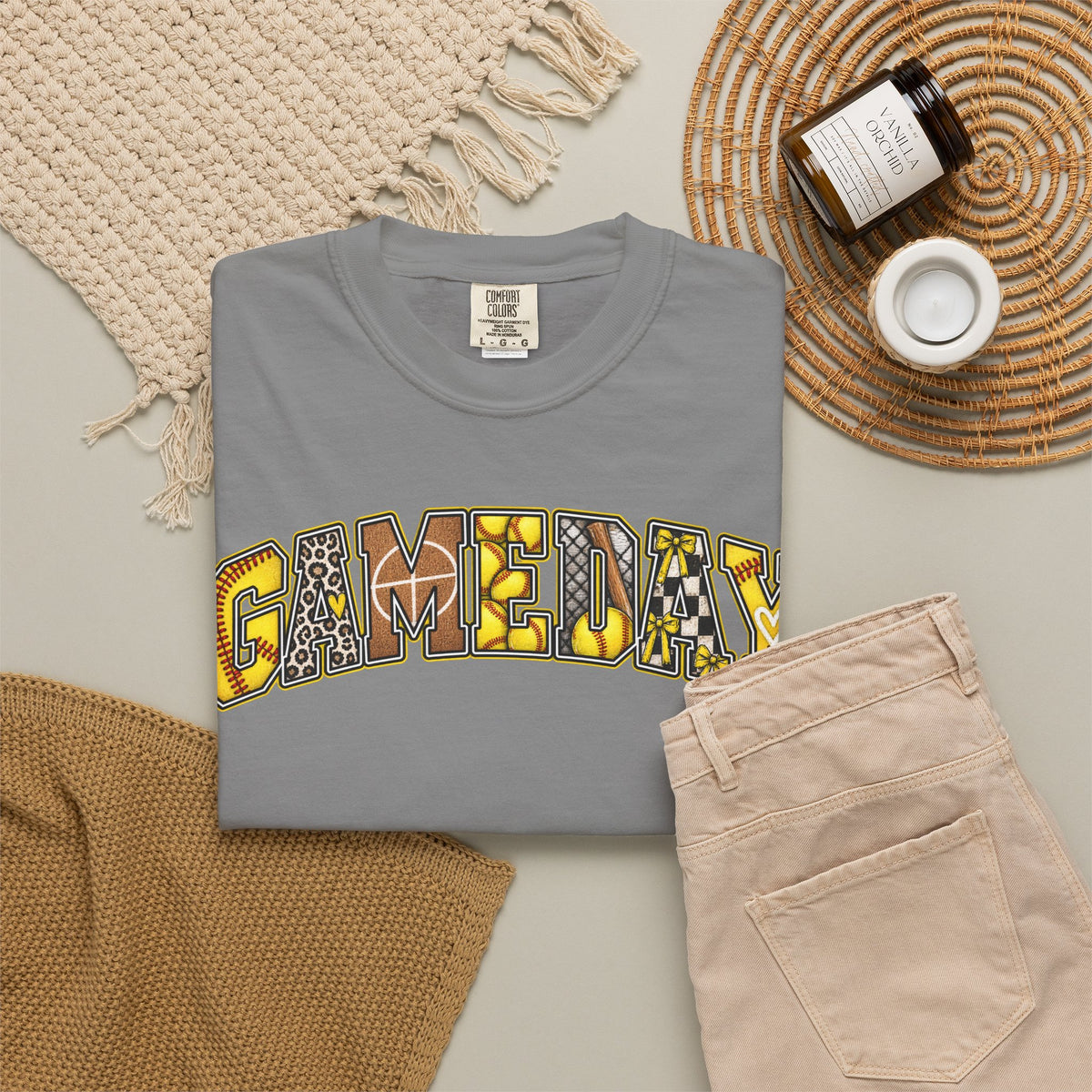 Softball Gameday Retro Patchwork T-Shirt