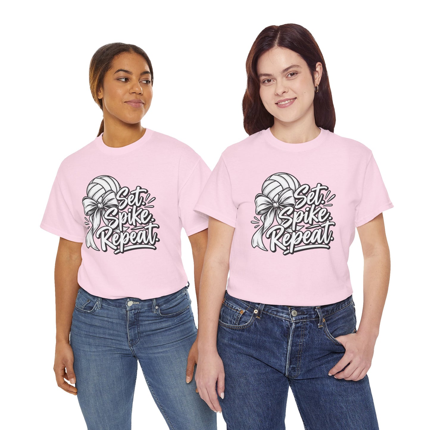 Volleyball Tee – “Set, Spike, Repeat” Graphic T-Shirt