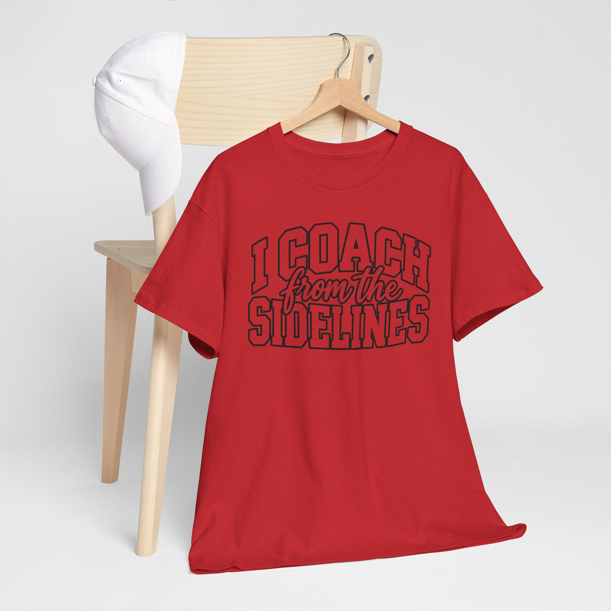 I Coach from the Sidelines T-Shirt — Cheerleader/Supporter Sideline Coach Tee
