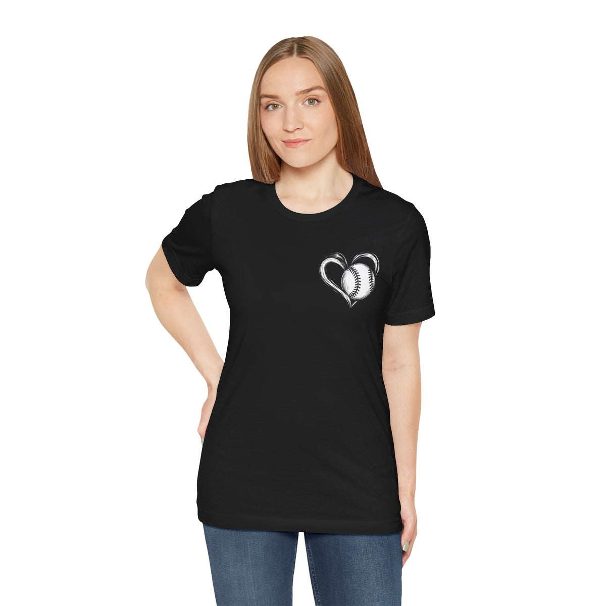 I Love Me Some Baseball T‑Shirt — Heart Baseball Graphic Tee