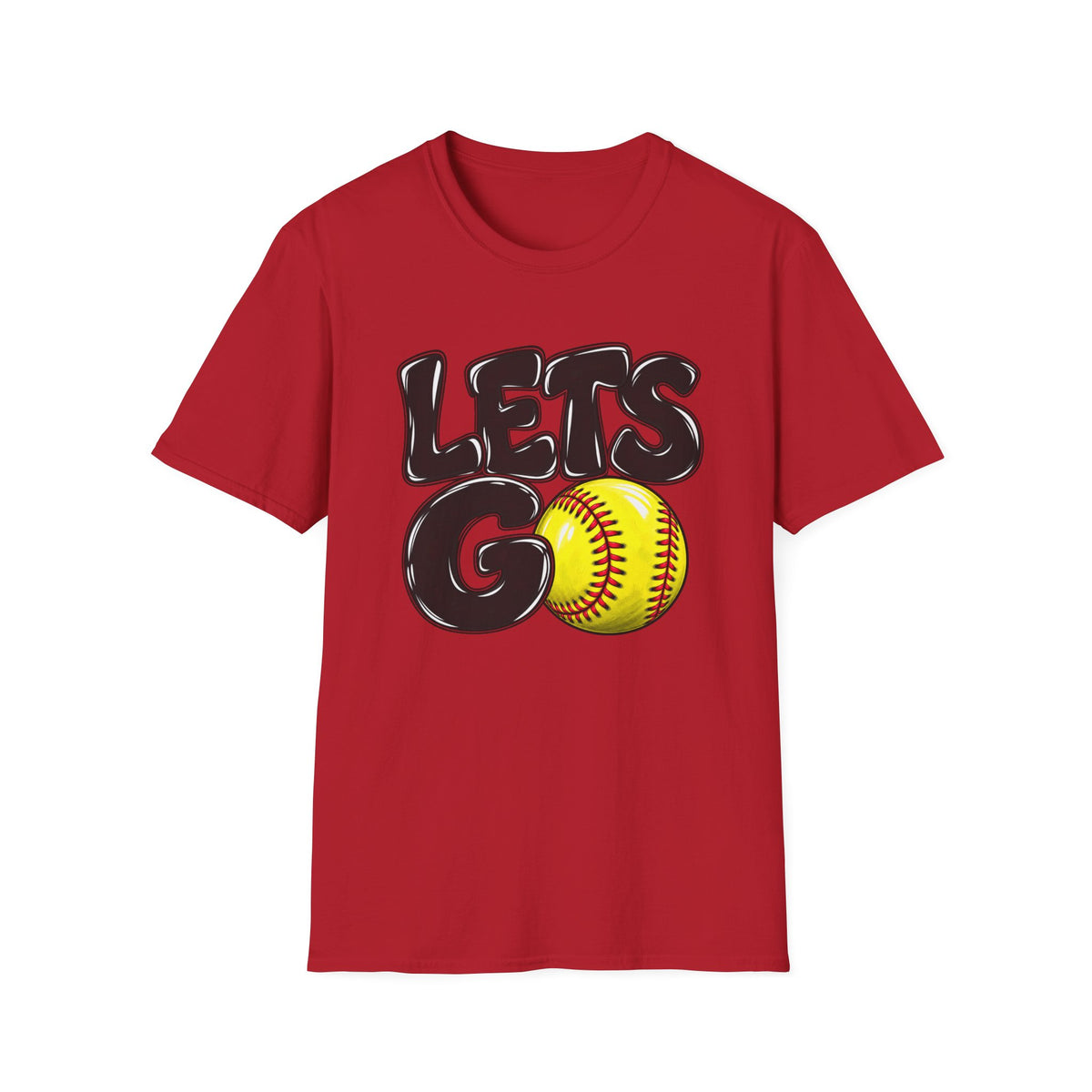 Lets Go Softball T-Shirt — "LETS GO" Graphic with Softball