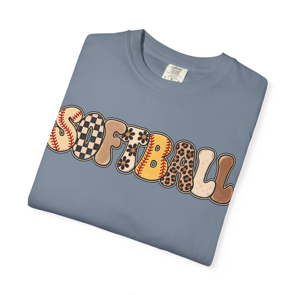 Softball Retro Graphic T-Shirt — Vintage Patterned Lettering