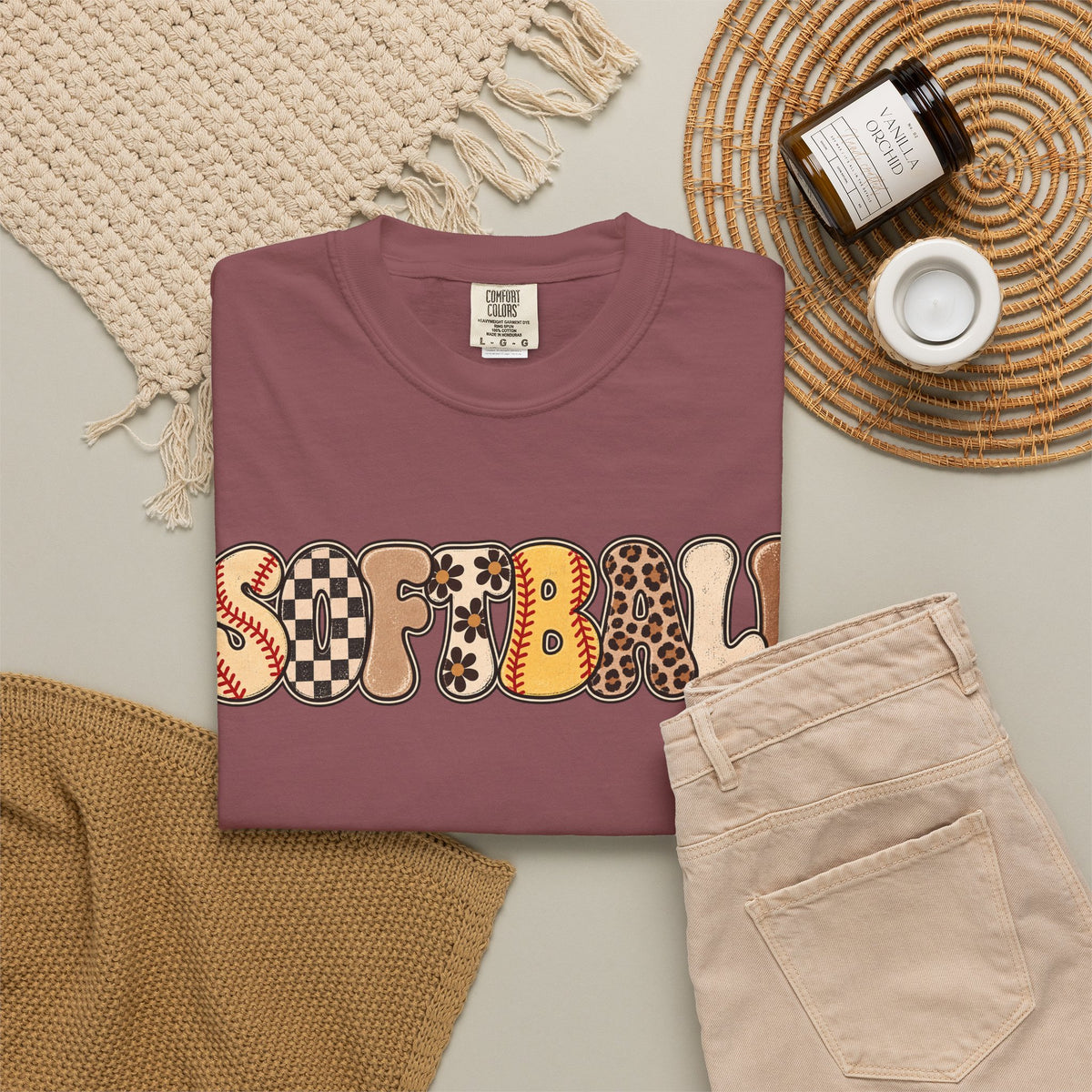 Softball Retro Graphic T-Shirt — Vintage Patterned Lettering