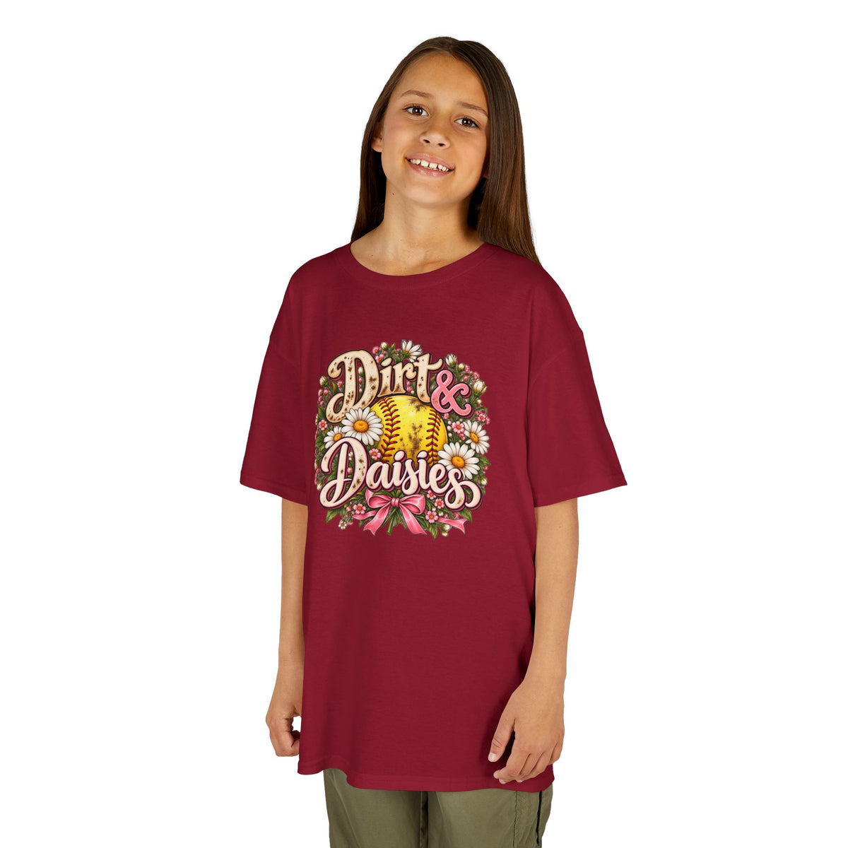 Kids 'Dirt & Daisies' Softball Floral Tee