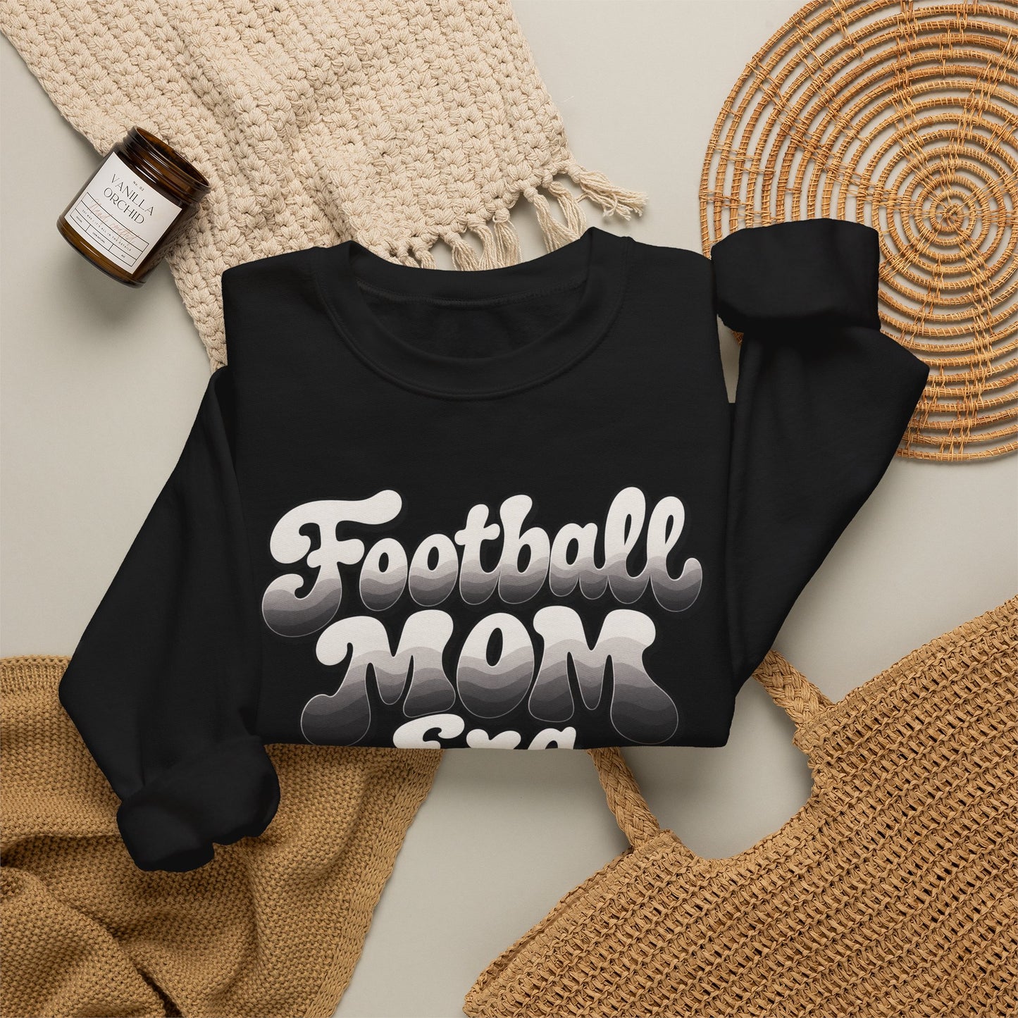 Football Mom Epic Crewneck Sweatshirt — Retro Bubble Letter Graphic