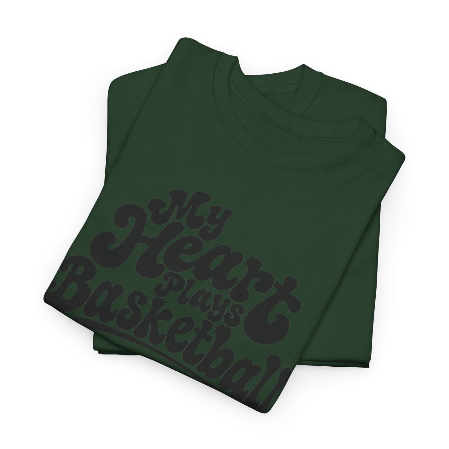 Basketball T-Shirt — "My Heart Beats Basketball" Retro Script