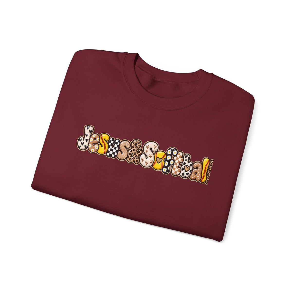 Jesus and Softball Cutsey Design Crewneck Sweatshirt