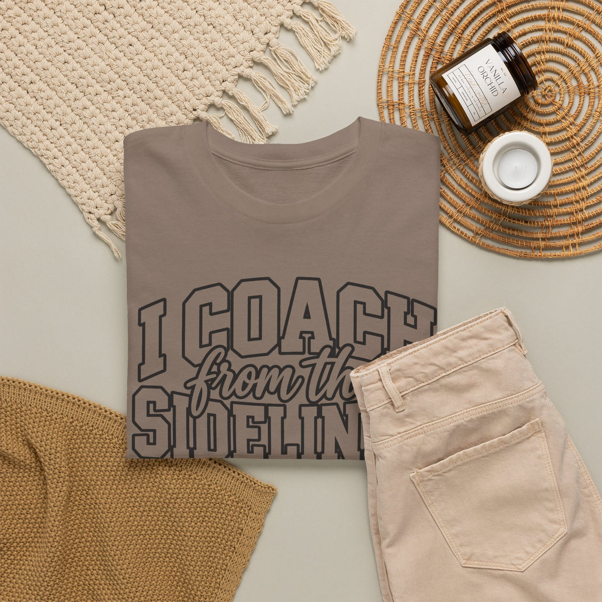 I Coach from the Sidelines T-Shirt — Cheerleader/Supporter Sideline Coach Tee