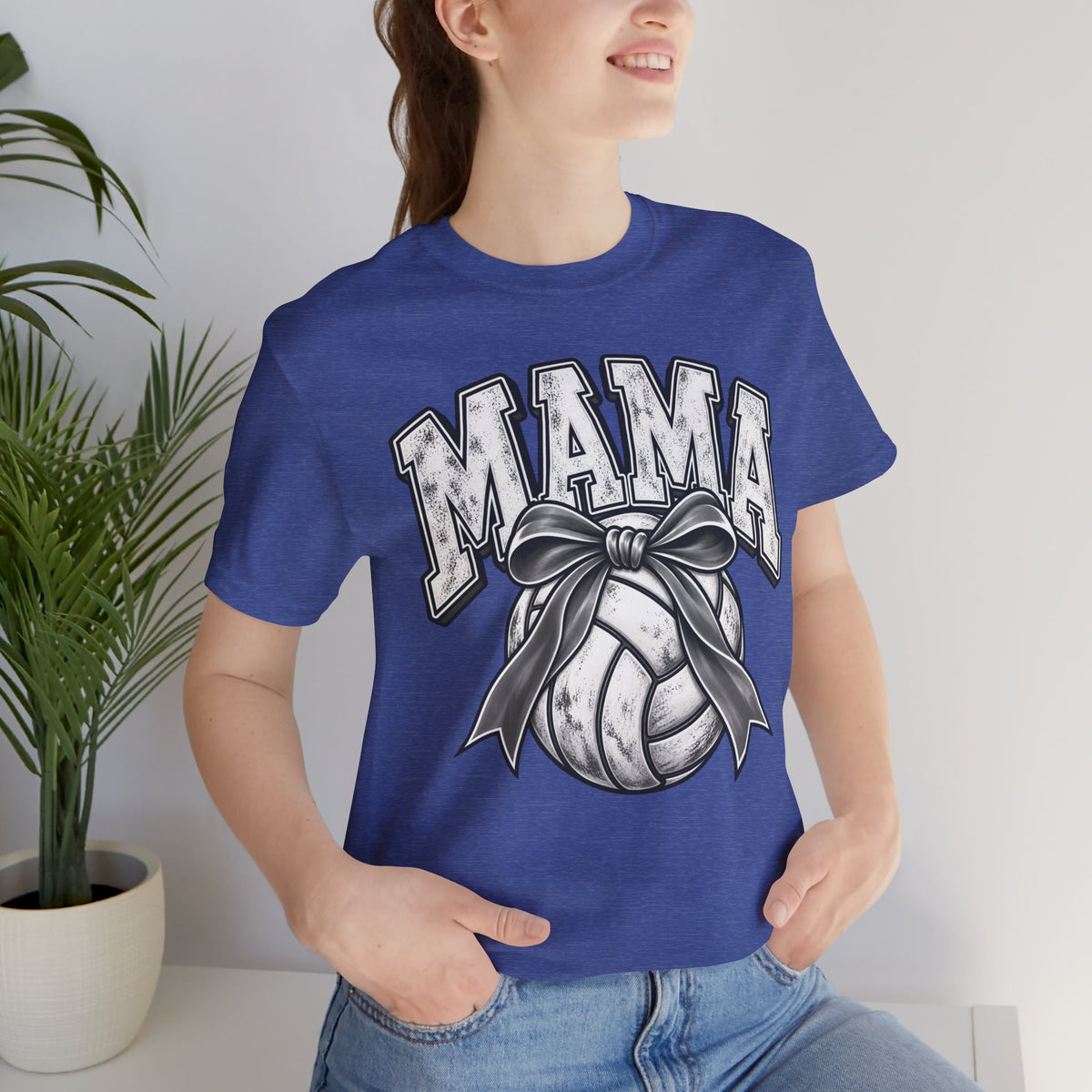 Volleyball Mama Tee — Mom Volleyball Shirt with Ribboned Ball Graphic