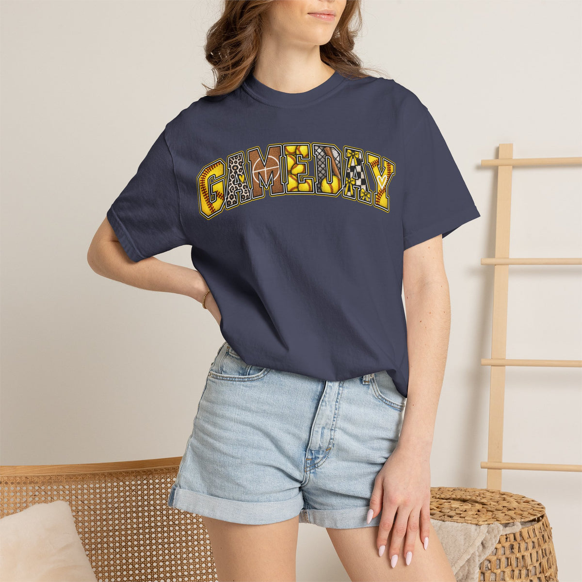 Softball Gameday Retro Patchwork T-Shirt