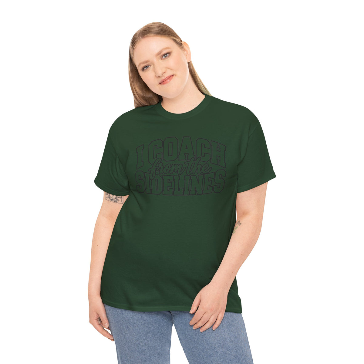 I Coach from the Sidelines T-Shirt — Cheerleader/Supporter Sideline Coach Tee