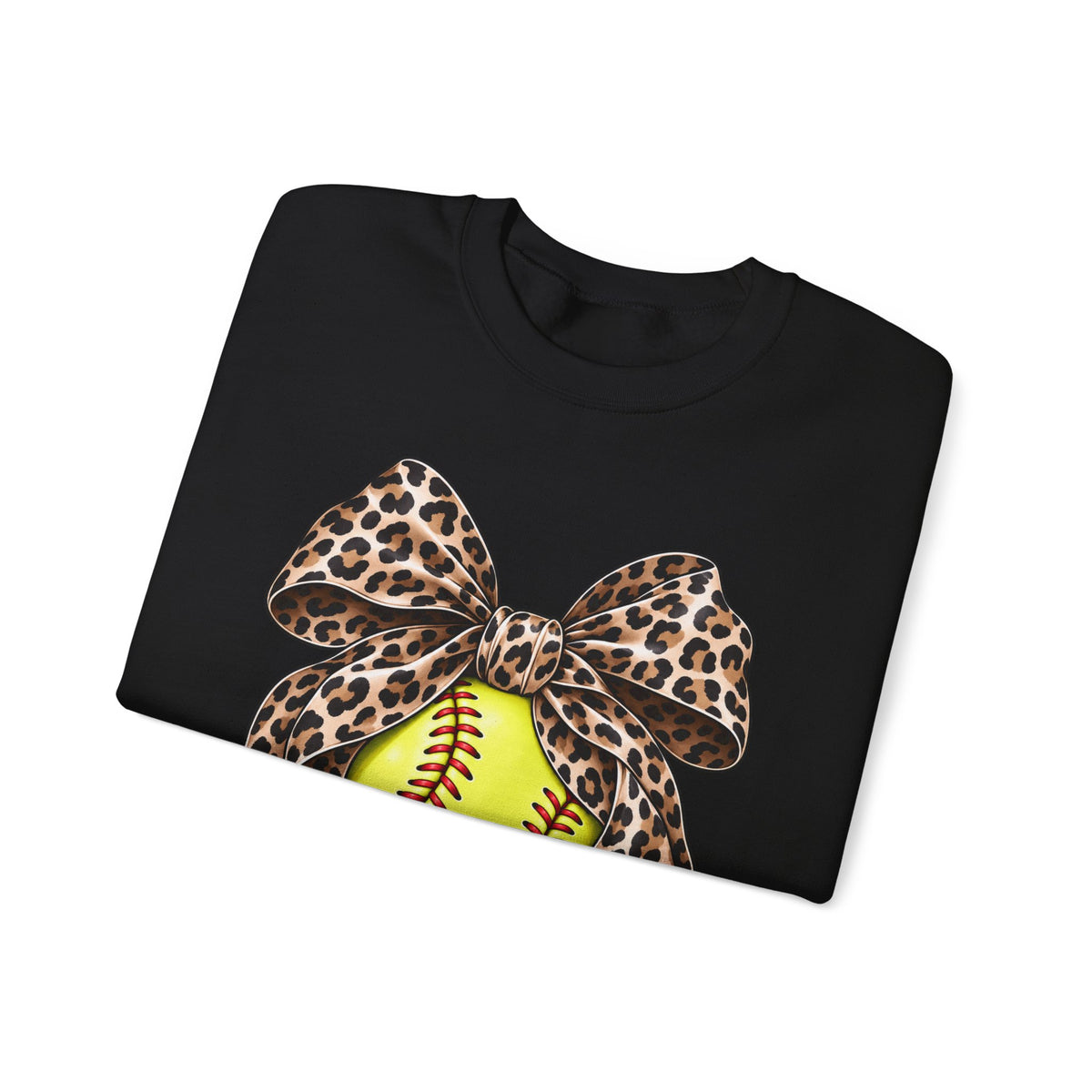 Softball Crewneck Sweatshirt with Leopard Bow Graphic