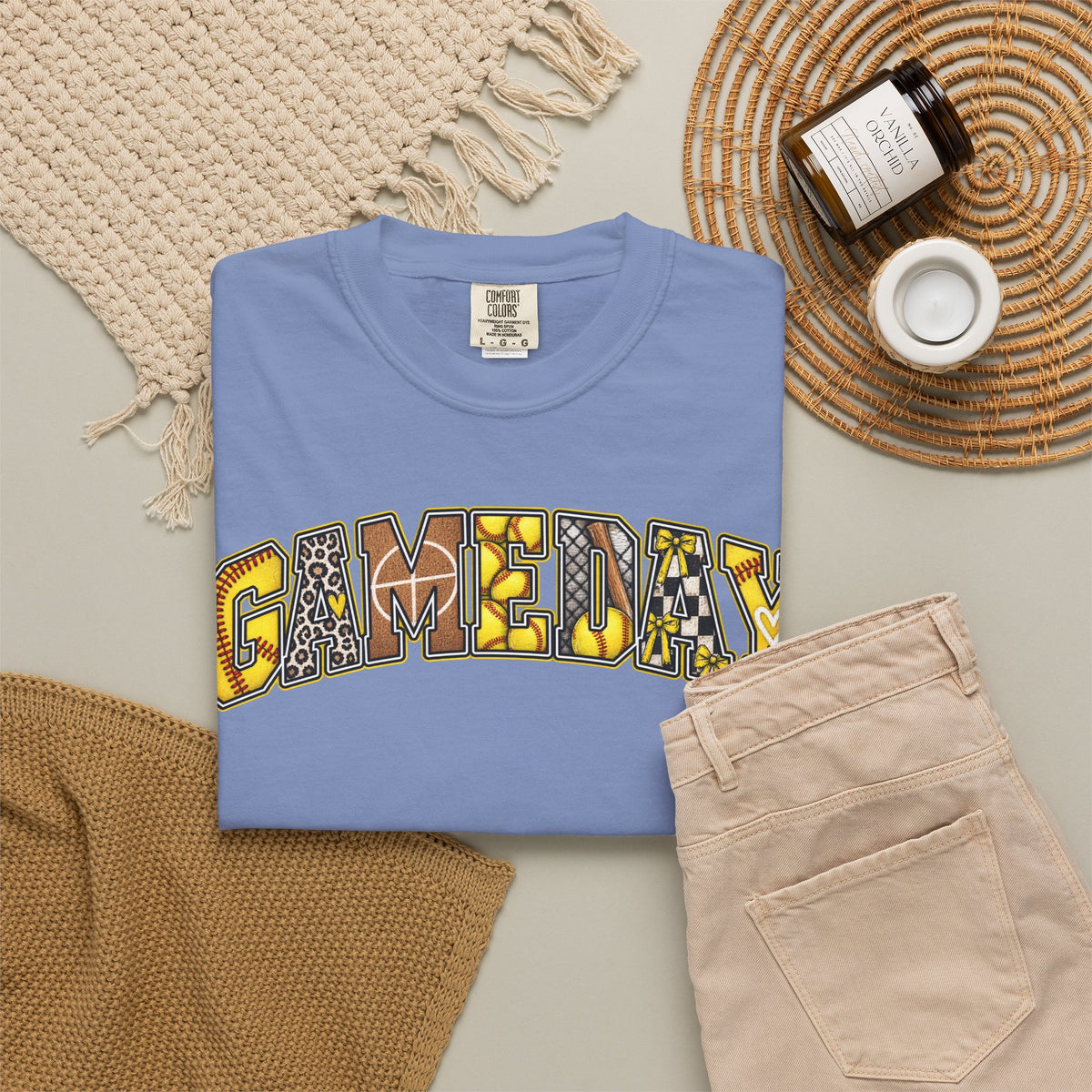 Softball Gameday Retro Patchwork T-Shirt
