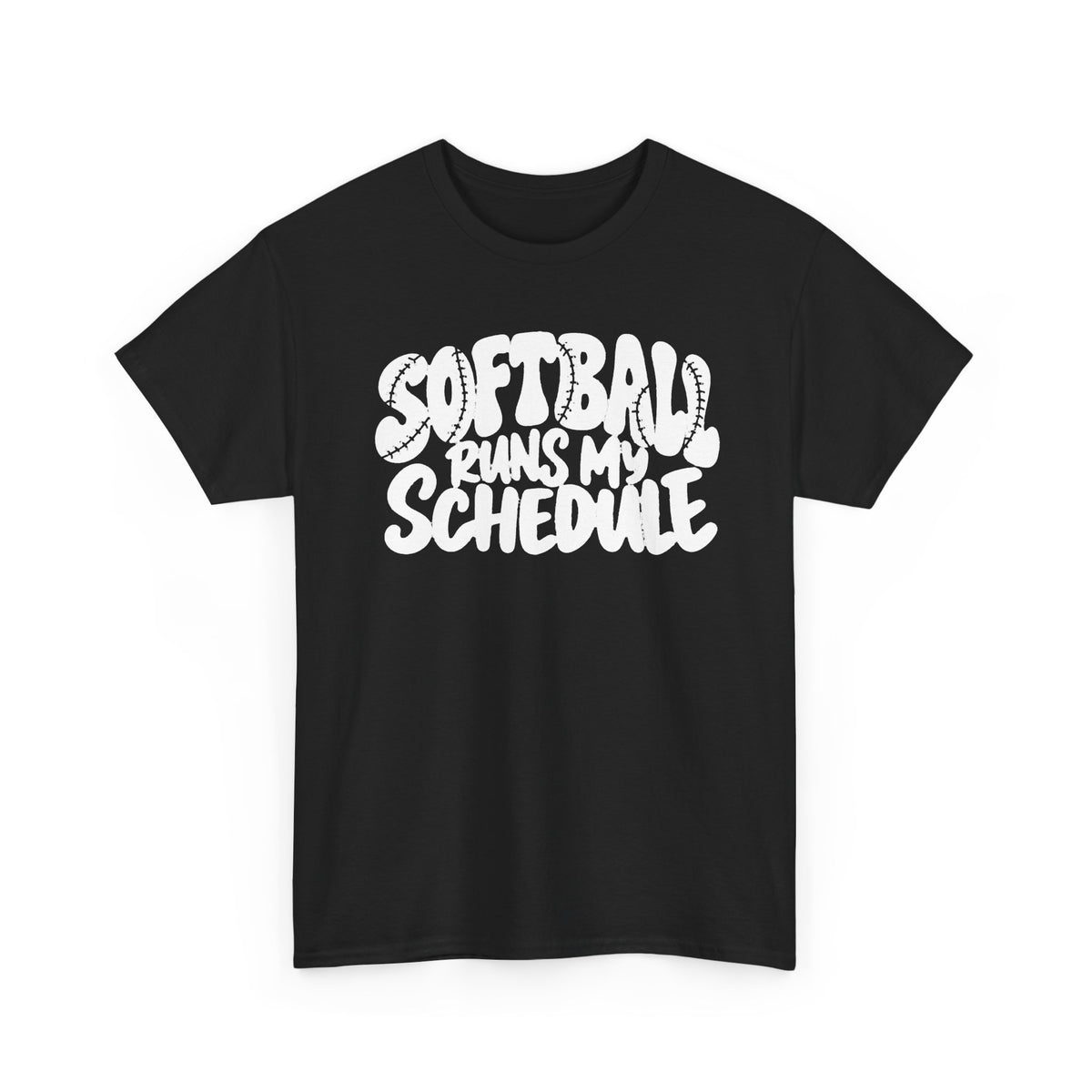 Softball Runs My Schedule T-Shirt — Women's & Girls Softball Mom/Dad Tee