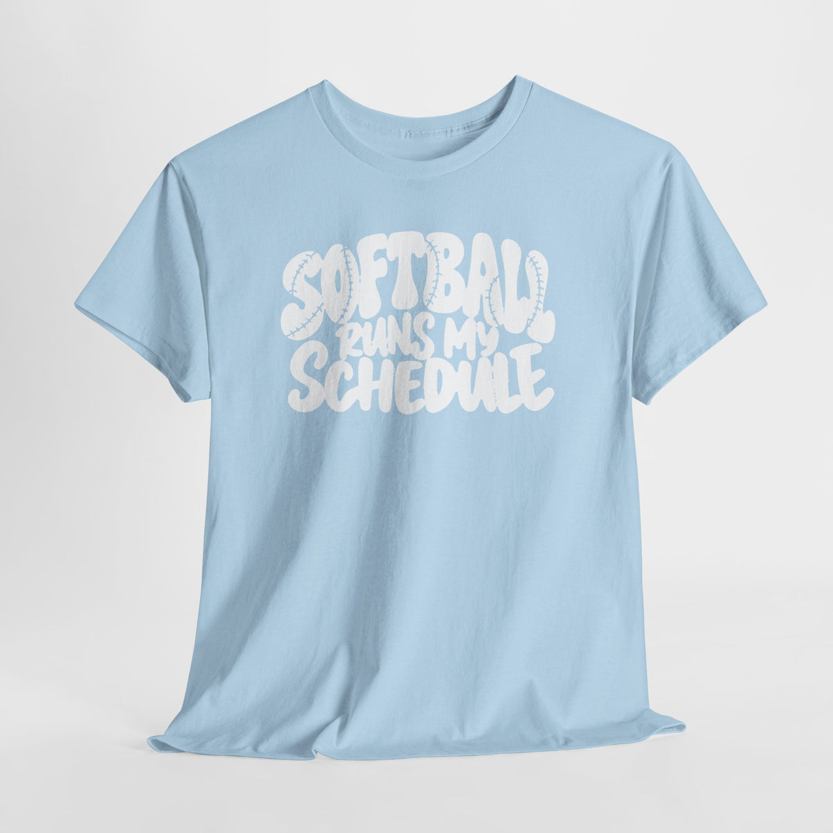 Softball Runs My Schedule T-Shirt — Women's & Girls Softball Mom/Dad Tee