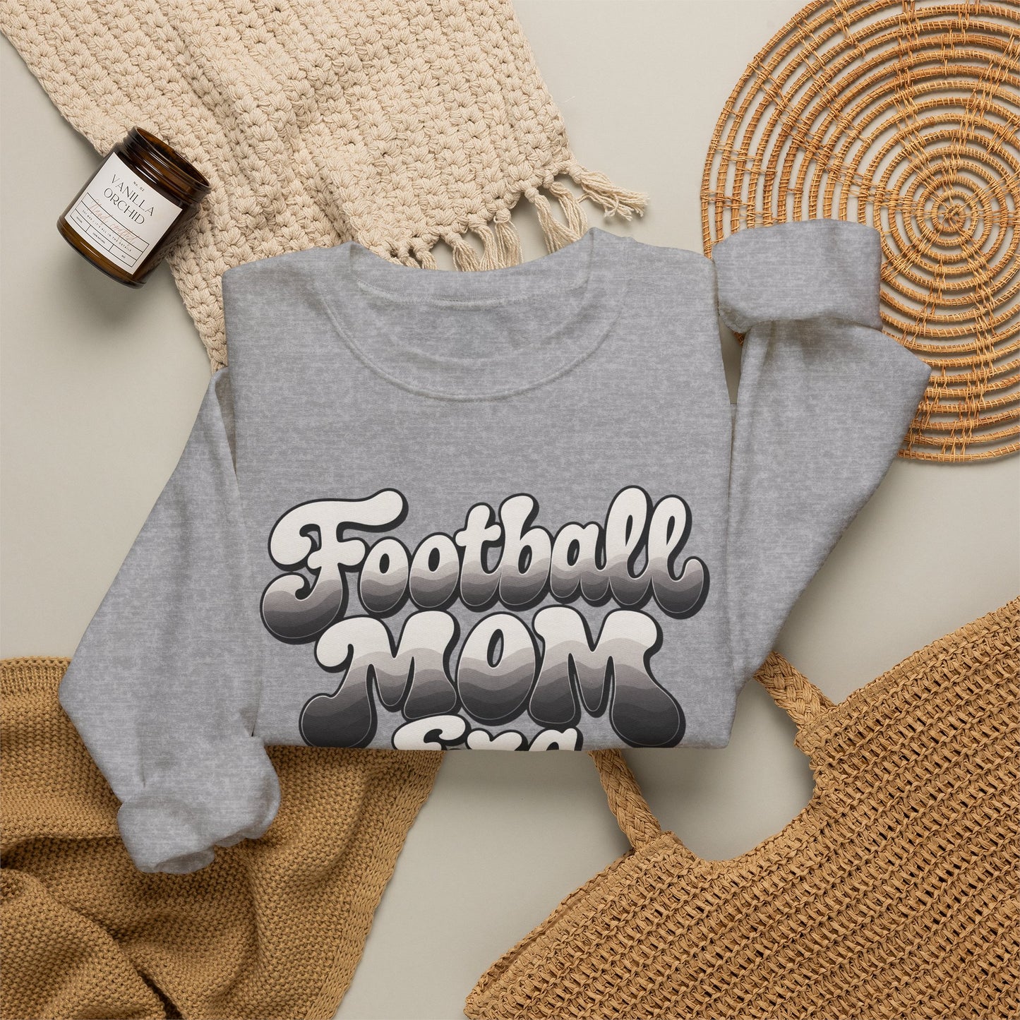 Football Mom Epic Crewneck Sweatshirt — Retro Bubble Letter Graphic