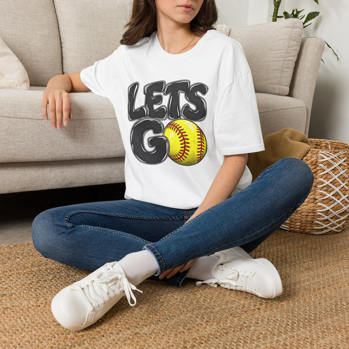Lets Go Softball T-Shirt — "LETS GO" Graphic with Softball