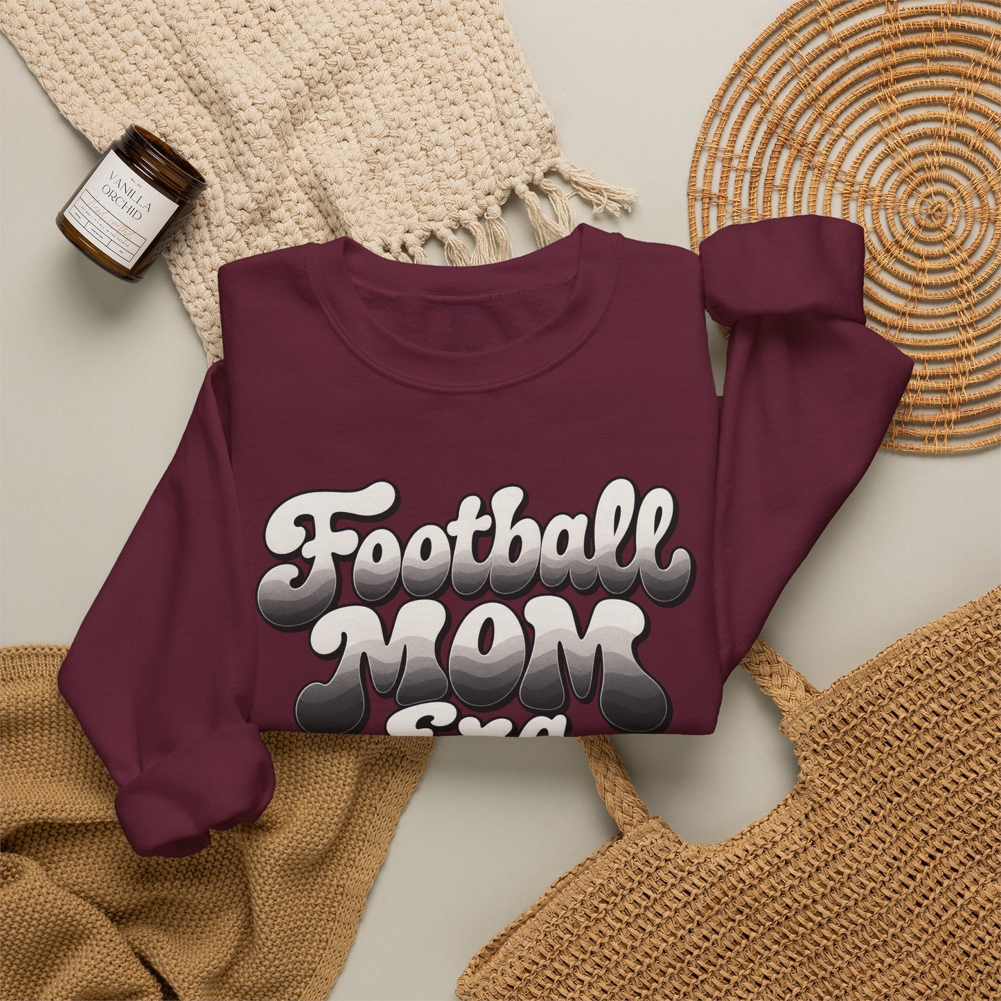 Football Mom Epic Crewneck Sweatshirt — Retro Bubble Letter Graphic