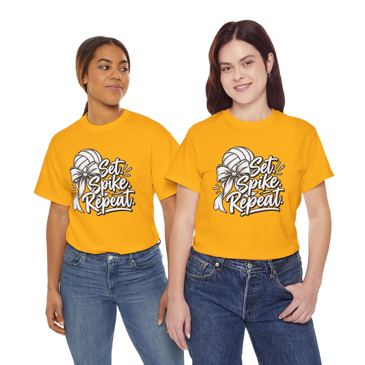 Volleyball Tee – “Set, Spike, Repeat” Graphic T-Shirt