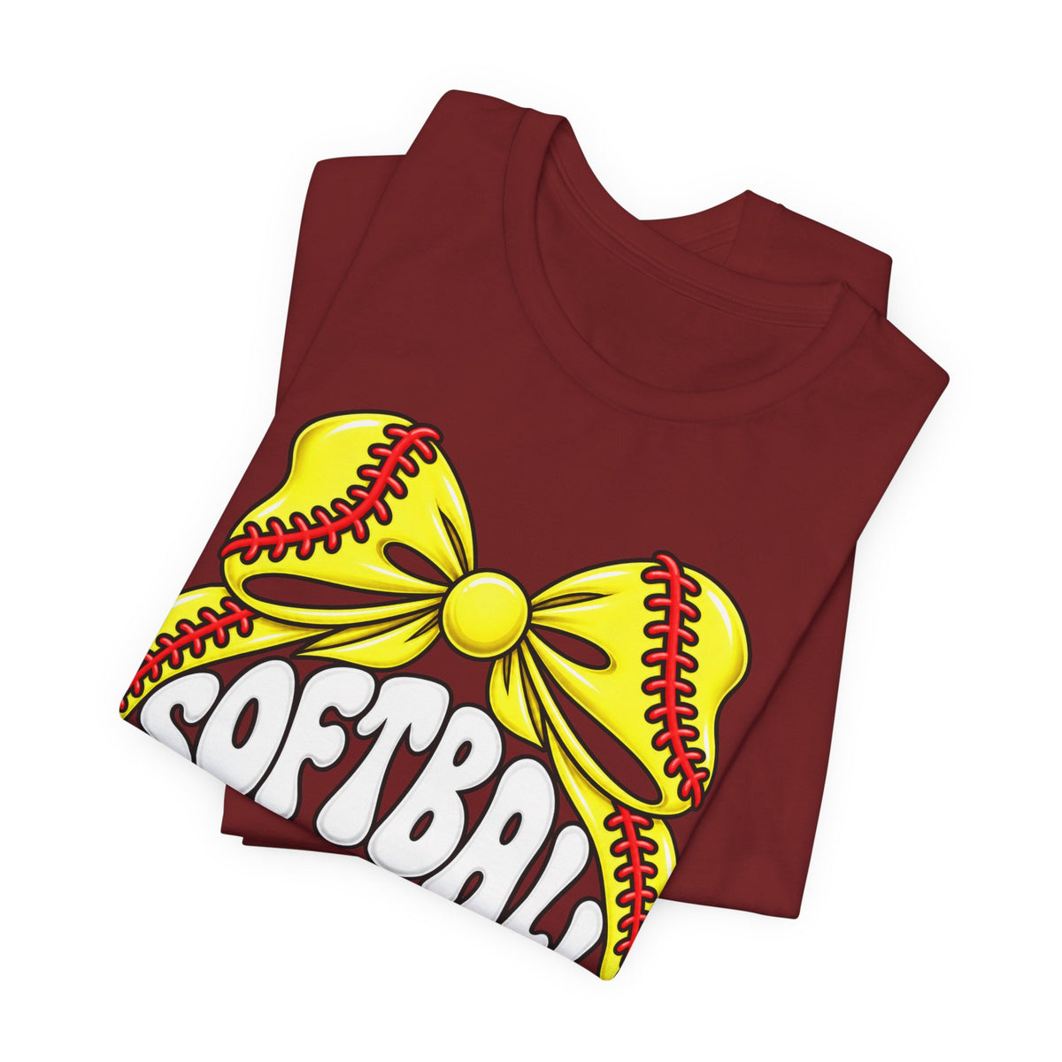Softball Mom T-Shirt — Yellow Softball Bow Graphic Tee