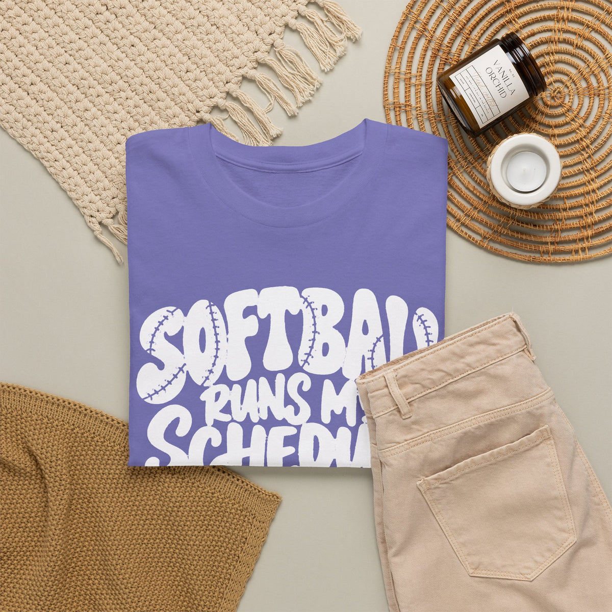 Softball Runs My Schedule T-Shirt — Women's & Girls Softball Mom/Dad Tee