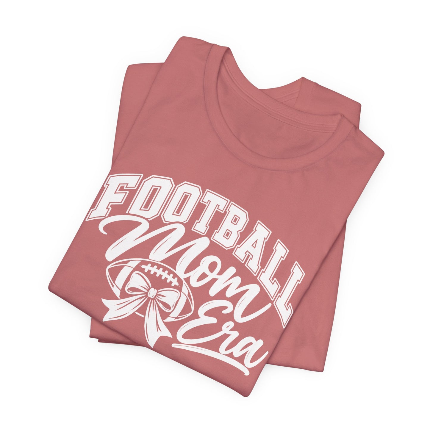 Football Mom Era T-Shirt – Cute Pink Game Day Tee with Football Ribbon