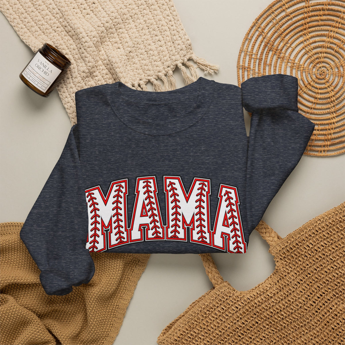 Mama Baseball Stitch Crewneck Sweatshirt