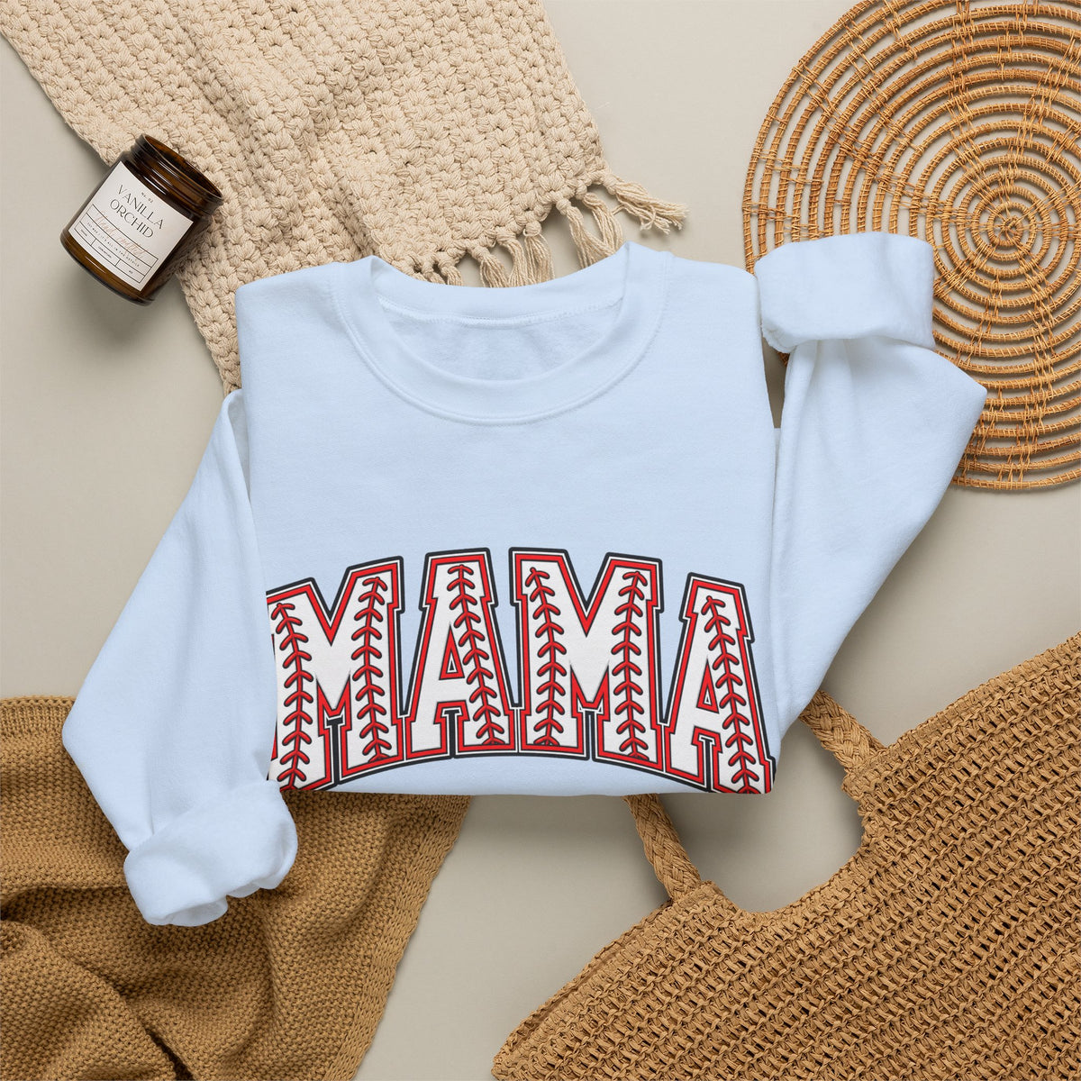 Mama Baseball Stitch Crewneck Sweatshirt