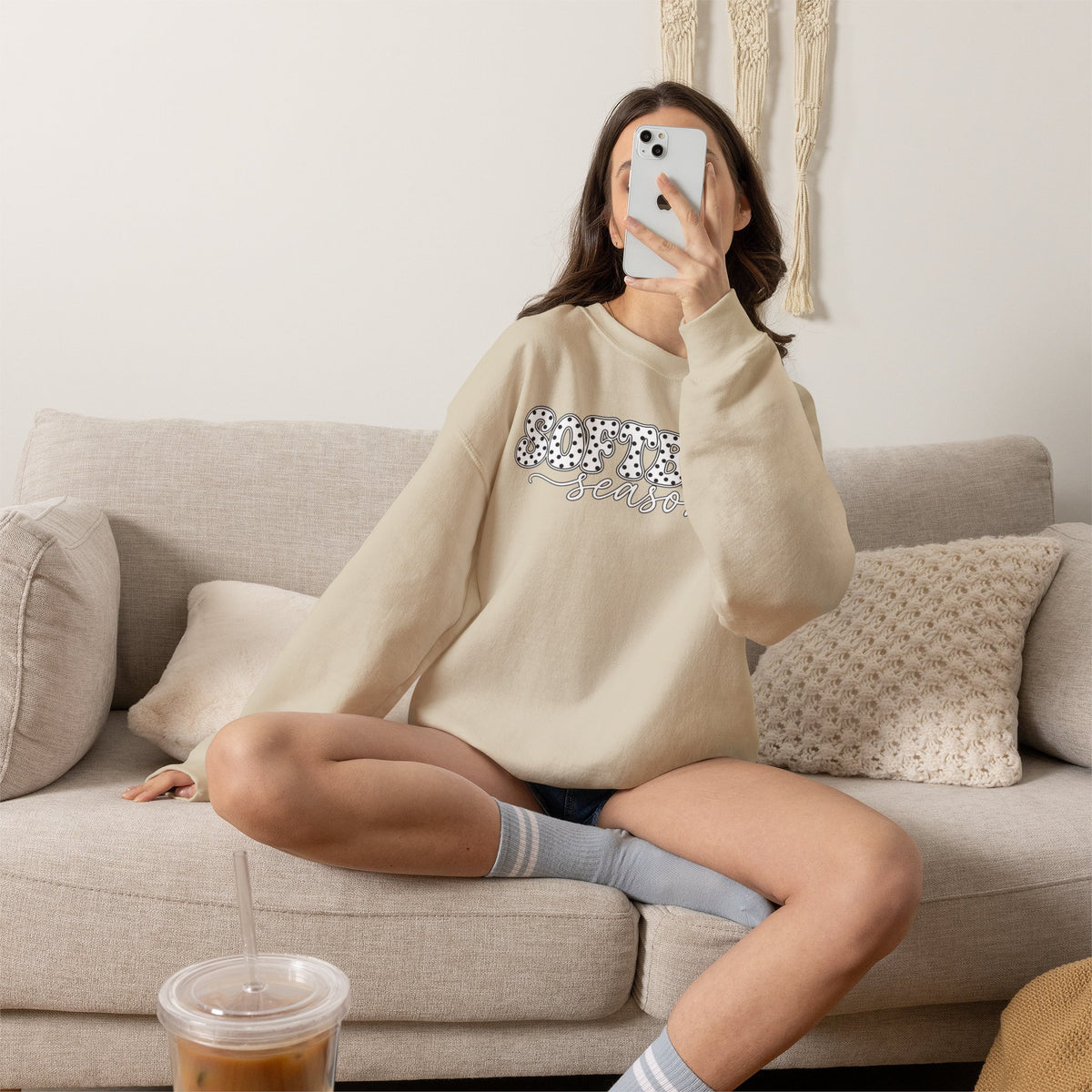 Softball Polka dot Crewneck Sweatshirt