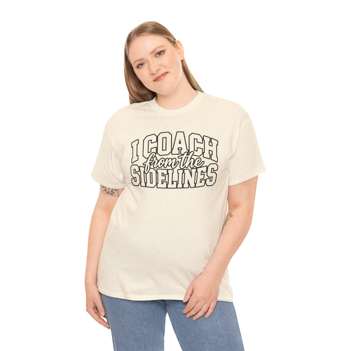 I Coach from the Sidelines T-Shirt — Cheerleader/Supporter Sideline Coach Tee