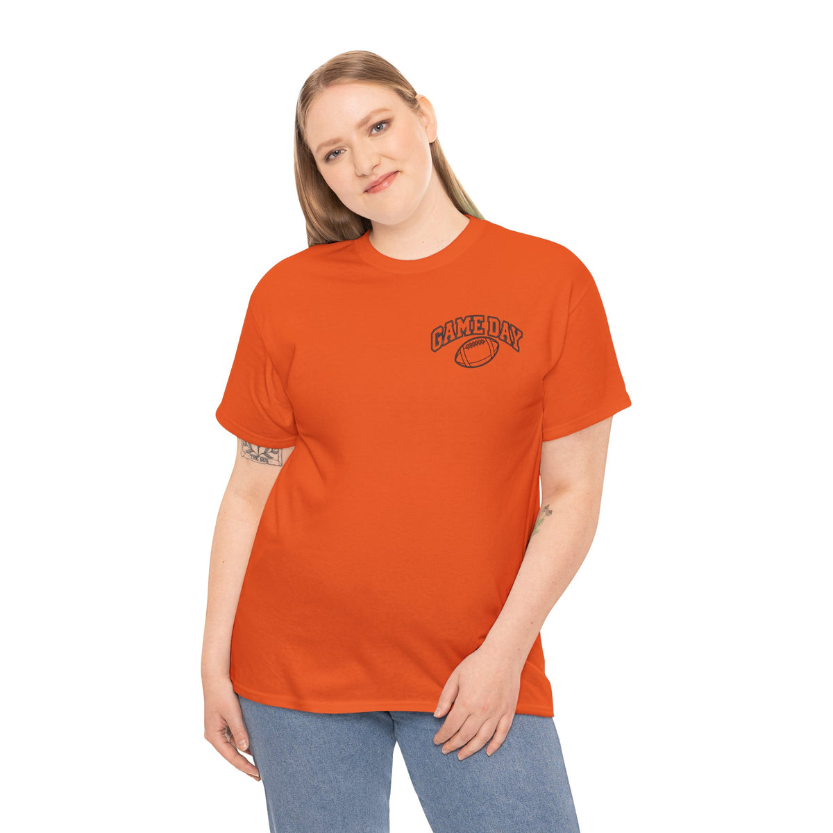 Game Day Football Tee — Minimal Chest Logo White T-Shirt