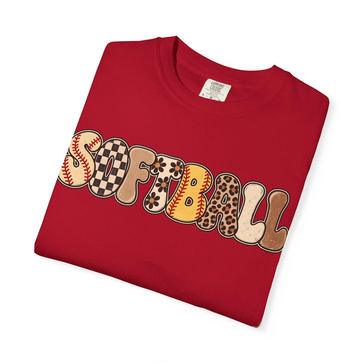 Softball Retro Graphic T-Shirt — Vintage Patterned Lettering